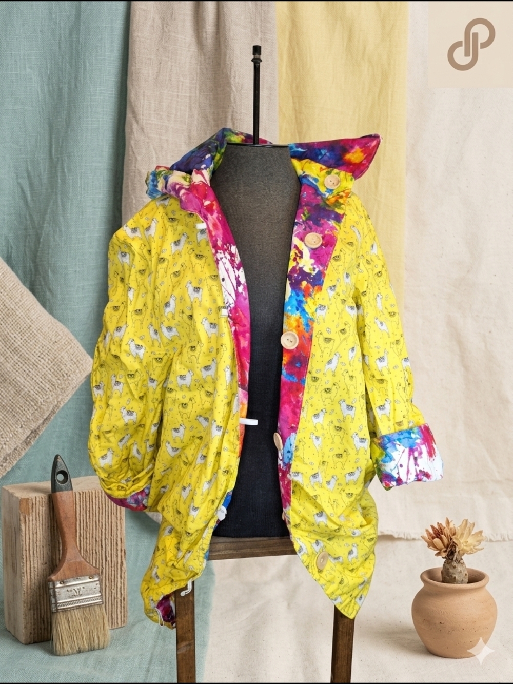 HANDMADE Reversible Coat - S/M - Unique Tie-Dye/Alpaca Pattern - Picture 5 of 9
